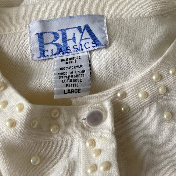 BFA Classics Vintage Ivory Cardigan With Pearl Detail  Petite Large - Picture 13 of 15